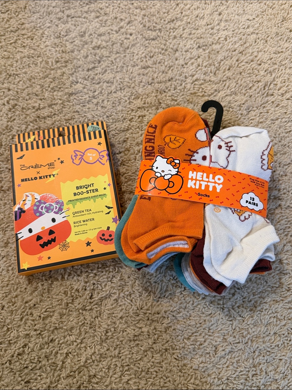 Hello Kitty Ankle Socks - Orange, White & Teal Accents